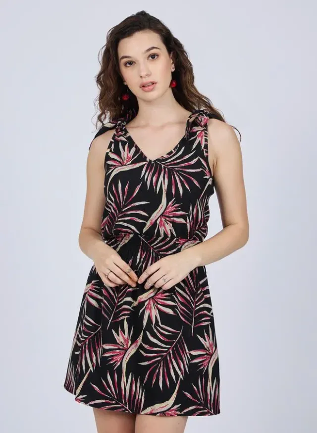 Mini Dress Waist Smocking Black – image 4