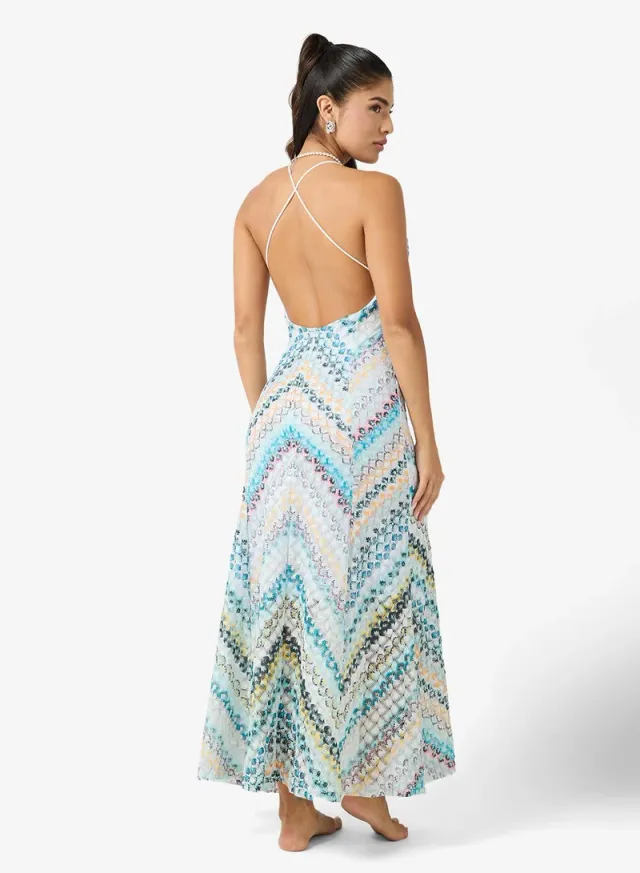 Halter Neck Crochet Chevron Beach Dress – image 2