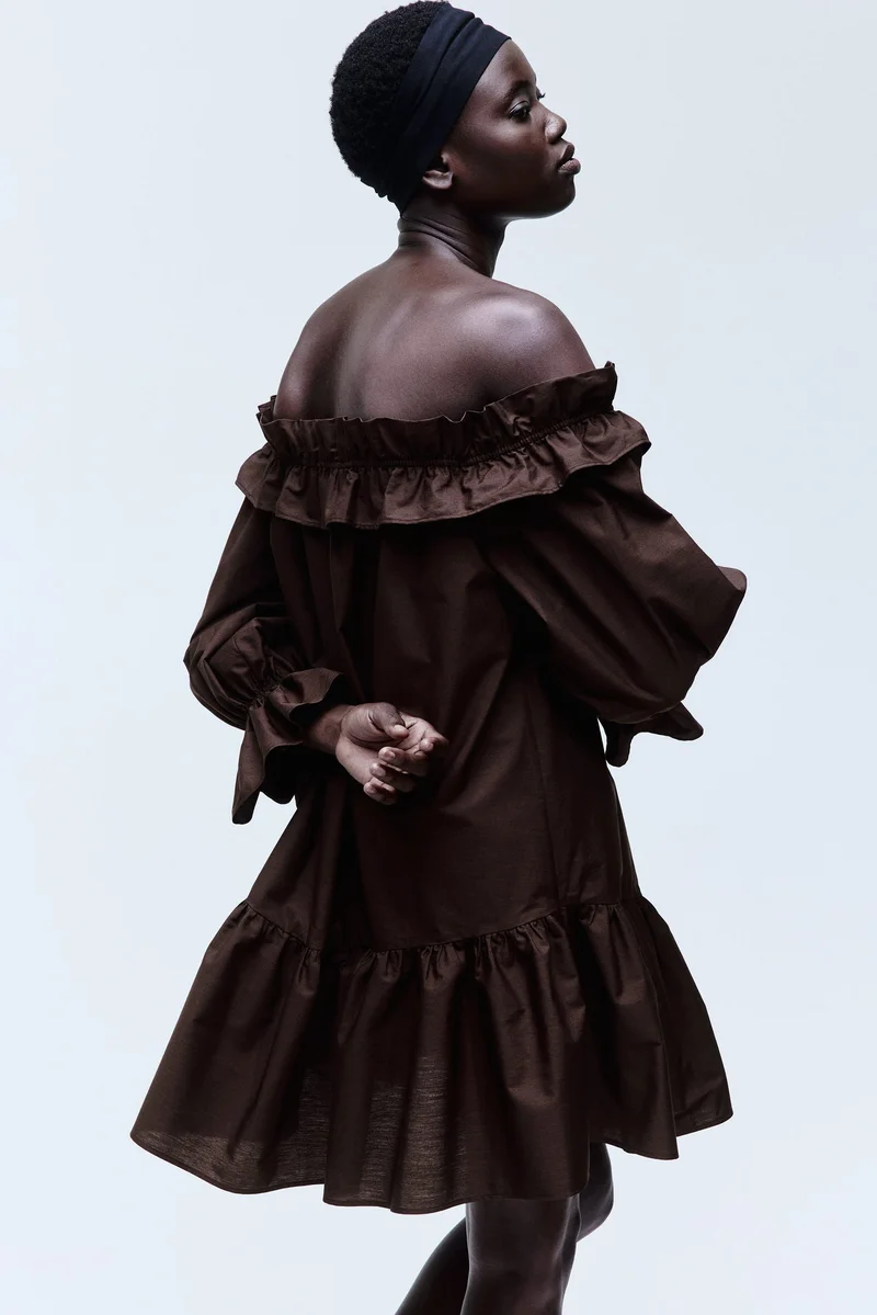 Off-the-shoulder Poplin Dress