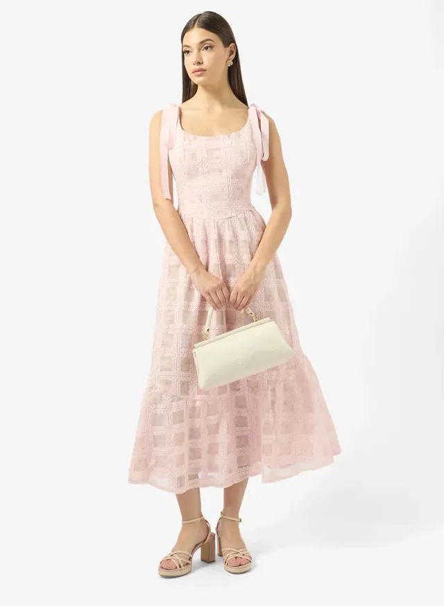 Lace Detail Shoulder Tie Midi Dress – image 4