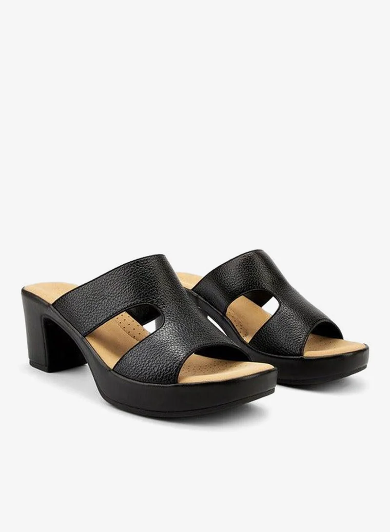 Block Heel Slip-On Sandals
