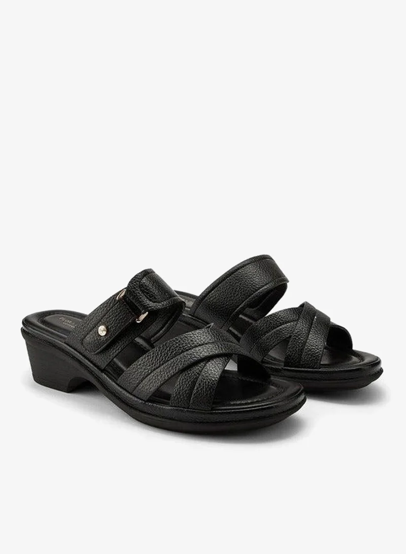 Criss-Cross Textured Slip-On Sandals