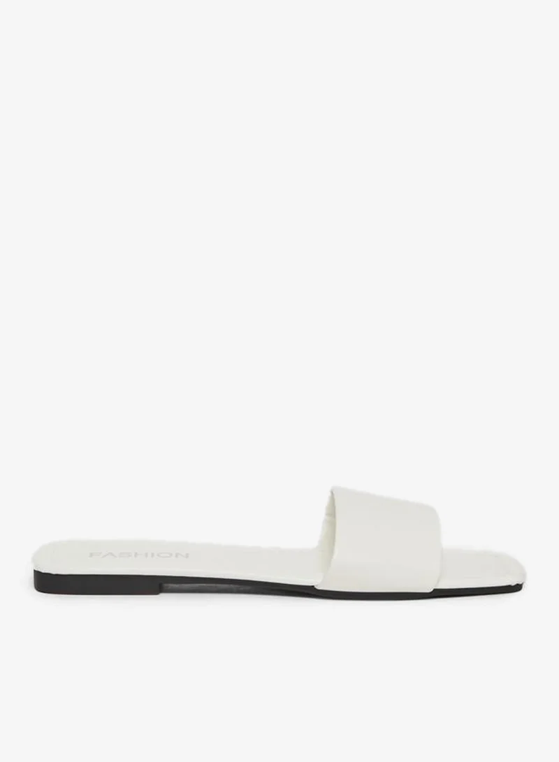 Slip On Flat Slides White