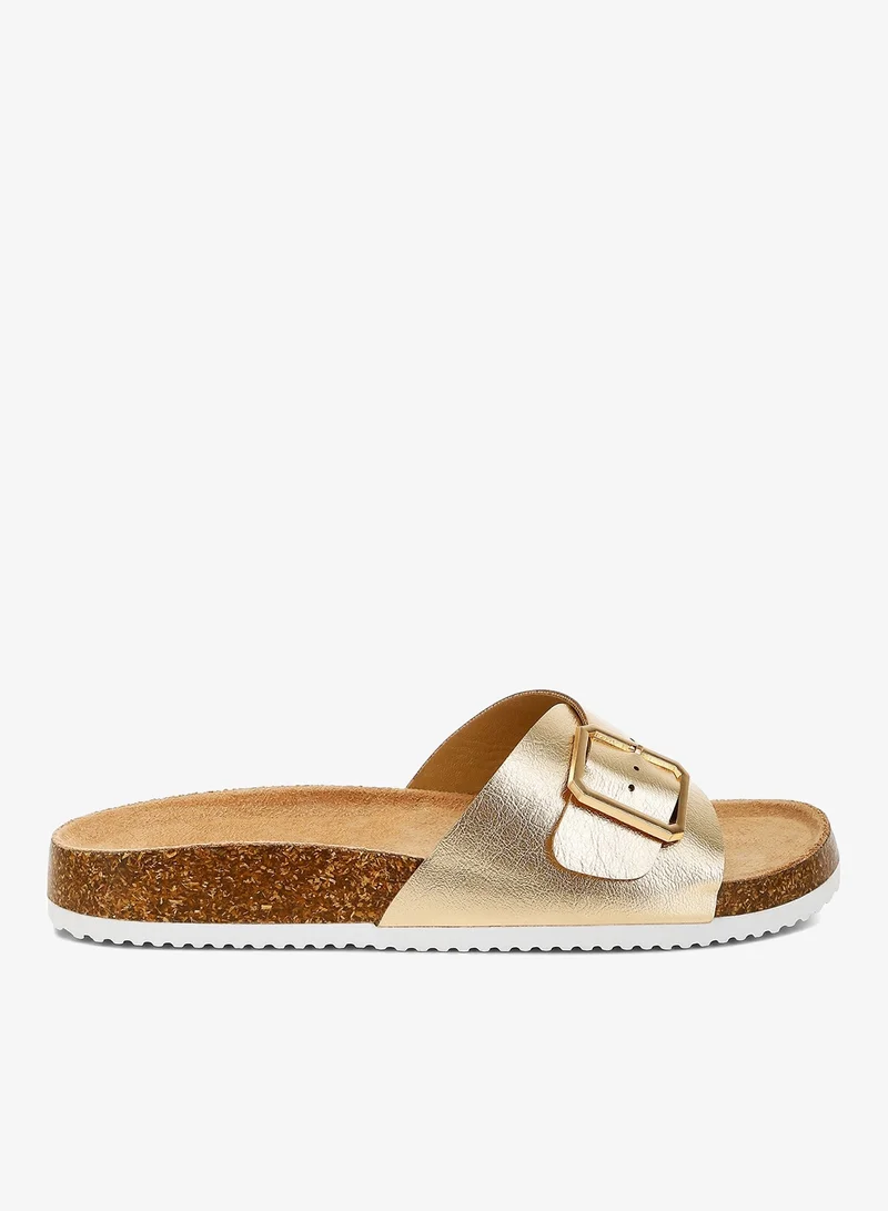 London Rag Women's Adjustable Buckle Flats Black