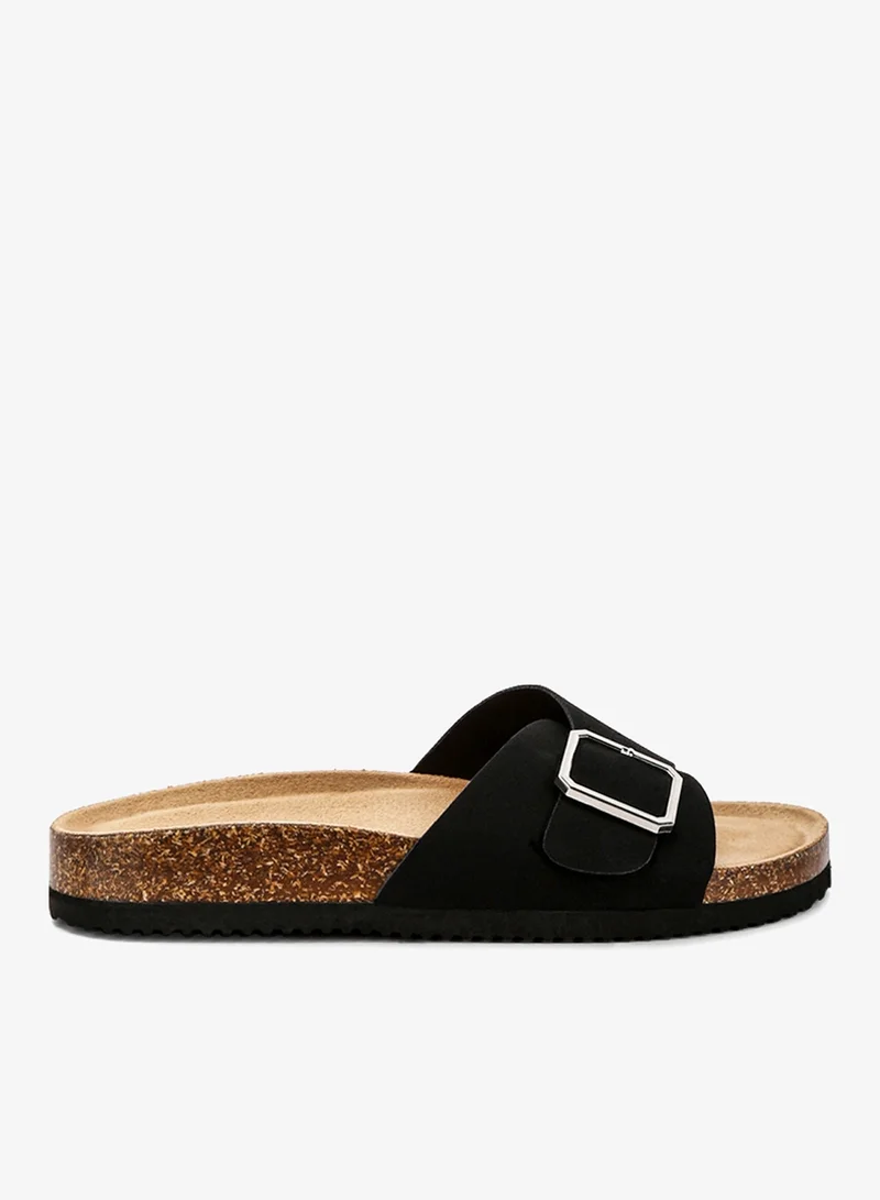 London Rag Women's Adjustable Buckle Flats Black
