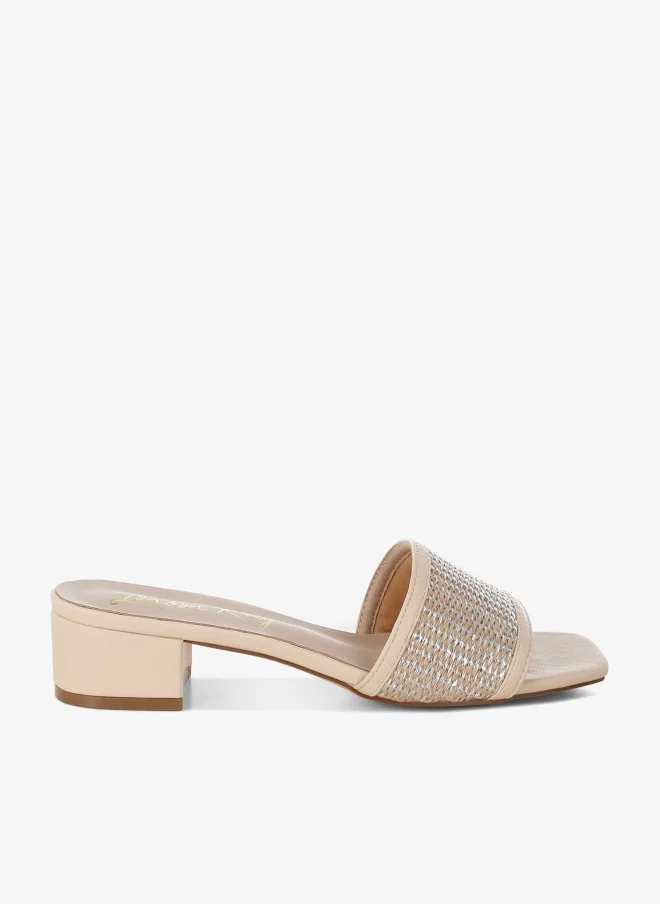 London Rag Women's Raffia Slip On Sandals Beige