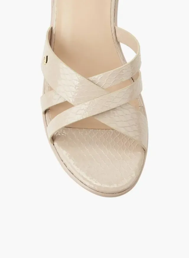 Nude PU Wedge Heel Sandals with Cross Strap - Slip On – image 5