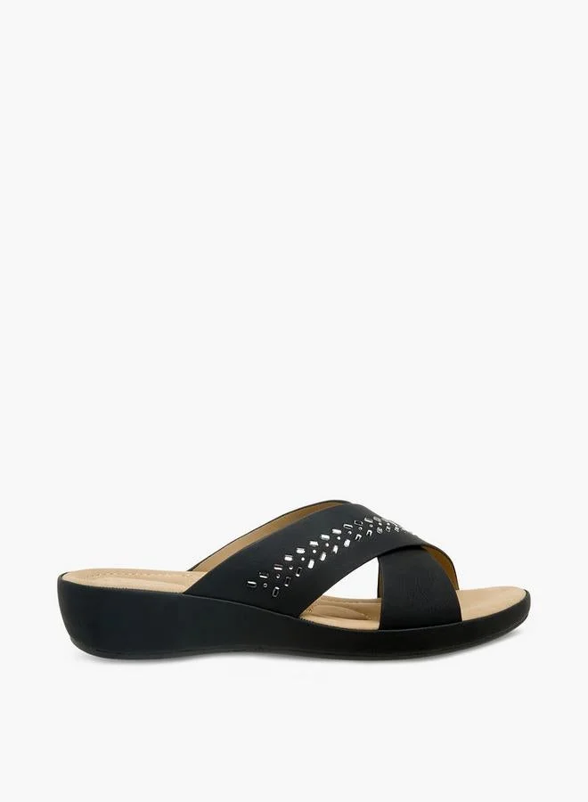 Women's Embellished Cross Strap Sandals