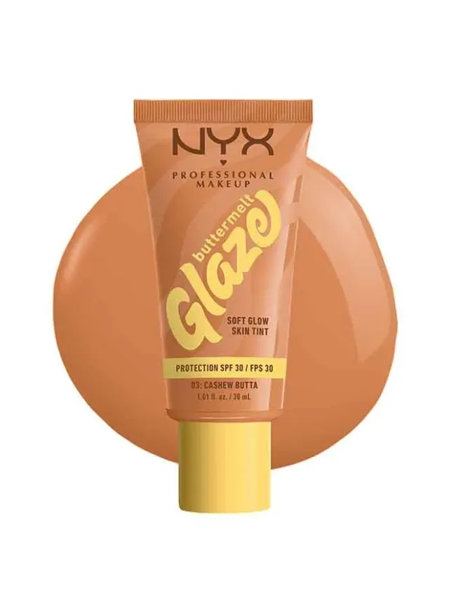 NYX Buttermelt Glaze Soft Glow Skin Tint Foundation SPF 30 12hr Wear, Cashew Butta – image 2
