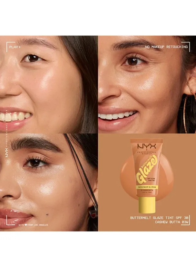 NYX Buttermelt Glaze Soft Glow Skin Tint Foundation SPF 30 12hr Wear, Cashew Butta – image 7