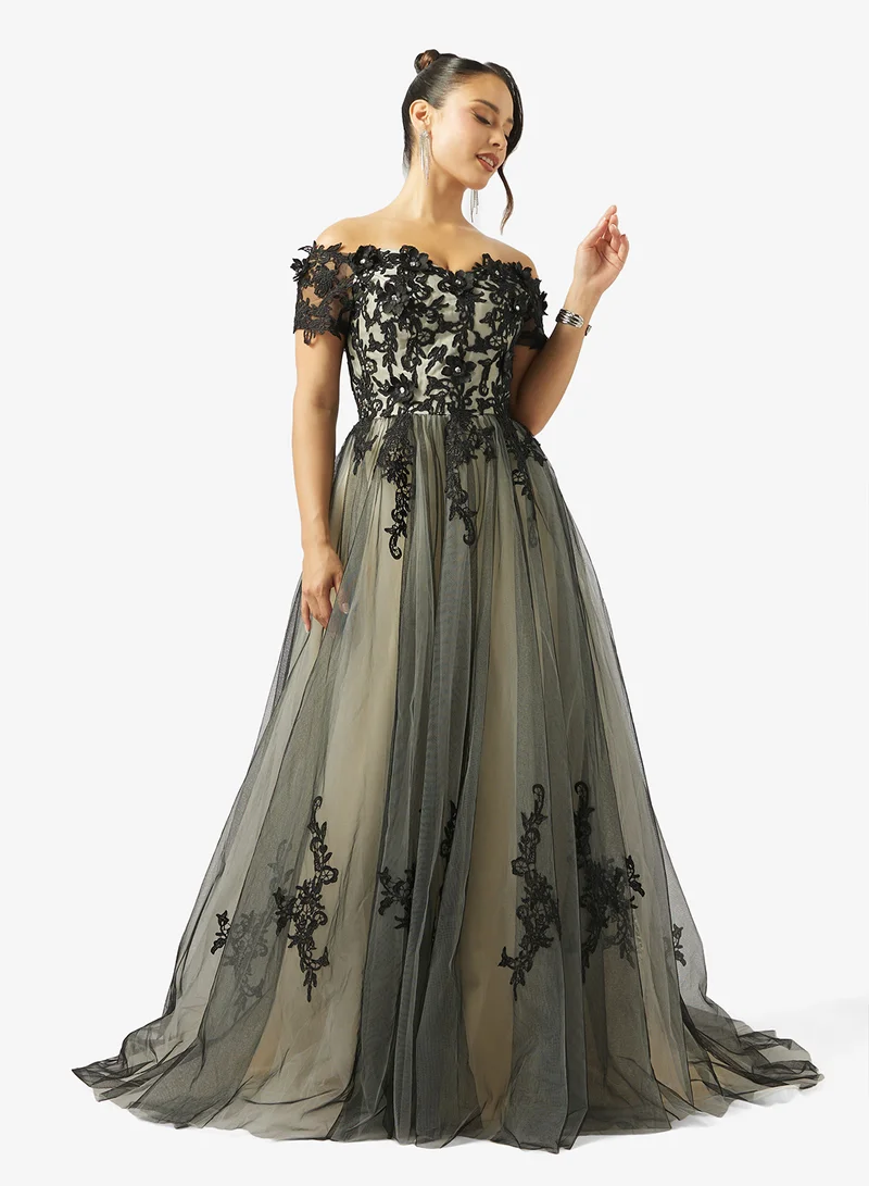 Off Shoulder Floral Gown