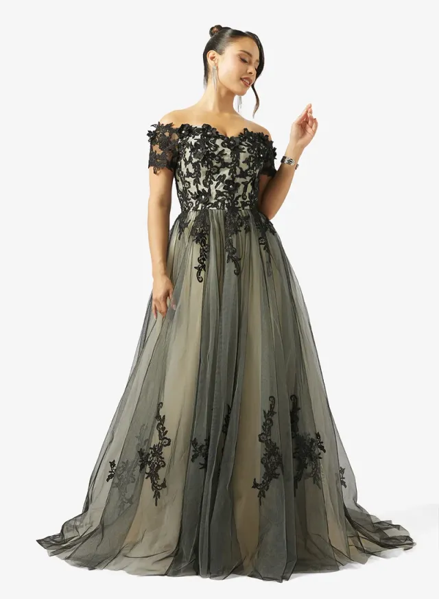 Off Shoulder Floral Gown