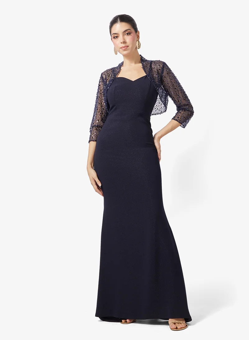 Embellished Sleeve Sweetheart A-Line Dress