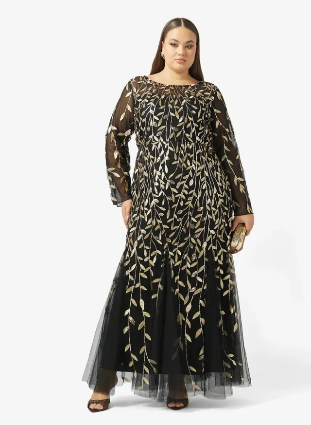 Plus Size Black Embellished Mermaid Maxi Evening Dress – image 4