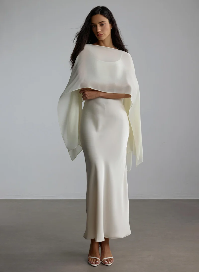 Elena Spaghetti Strap Maxi Dress with Cape