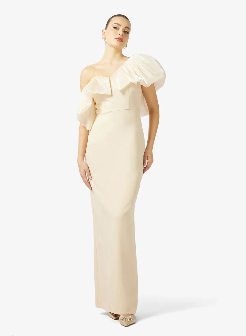 One-Shoulder Ruffled Gown