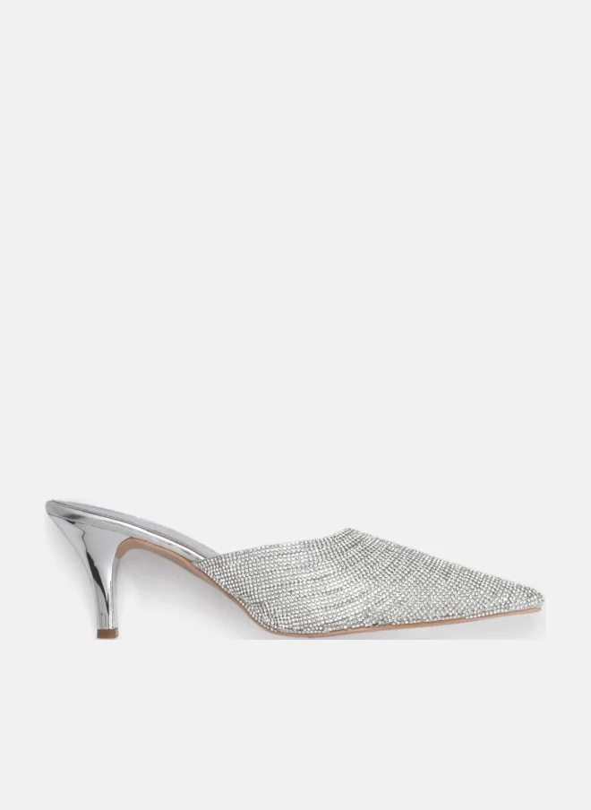 CROWN Glittery Heels 3 Inch Silver