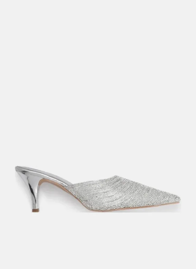 CROWN Glittery Heels 3 Inch Silver