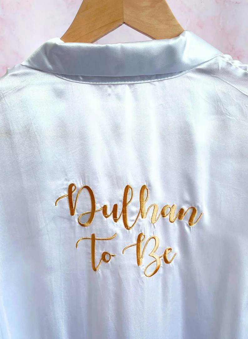 Dulhan To Be Silk Robe White