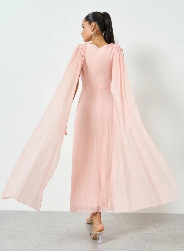 Sequin Sleeveless Maxi Dress Cape Pink – image 5