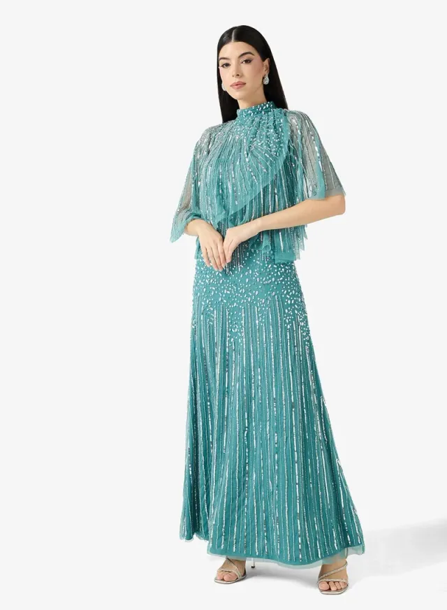 Sequin Flared Sleeve Maxi Dress – image 4