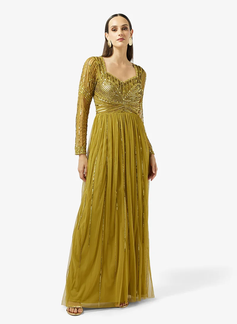 Sweetheart Neckline Beaded Evening Gown