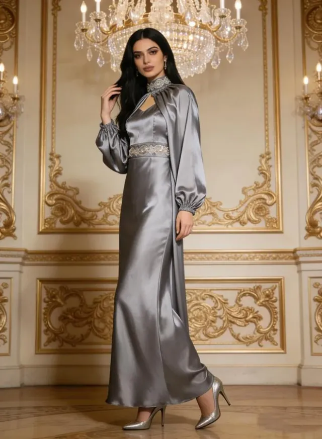 Women's Embellished A-Line Maxi Dress Grey – image 6