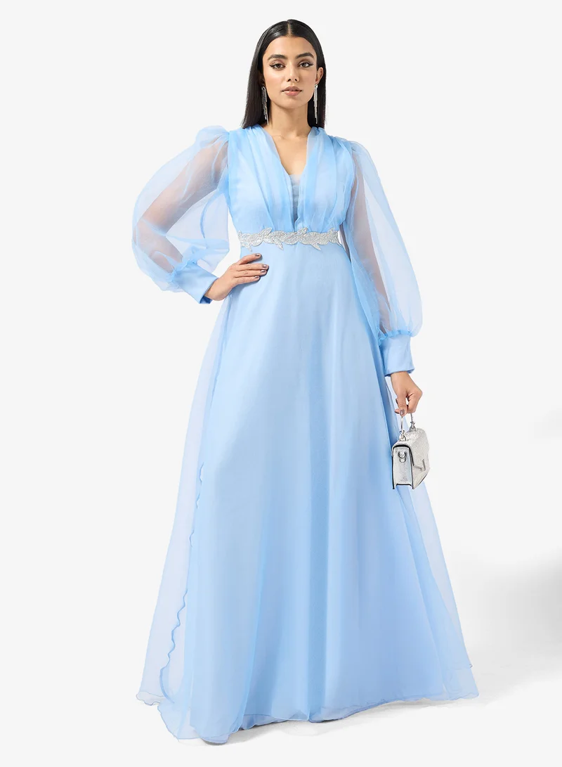 Puff Sleeve A-line Evening Dress
