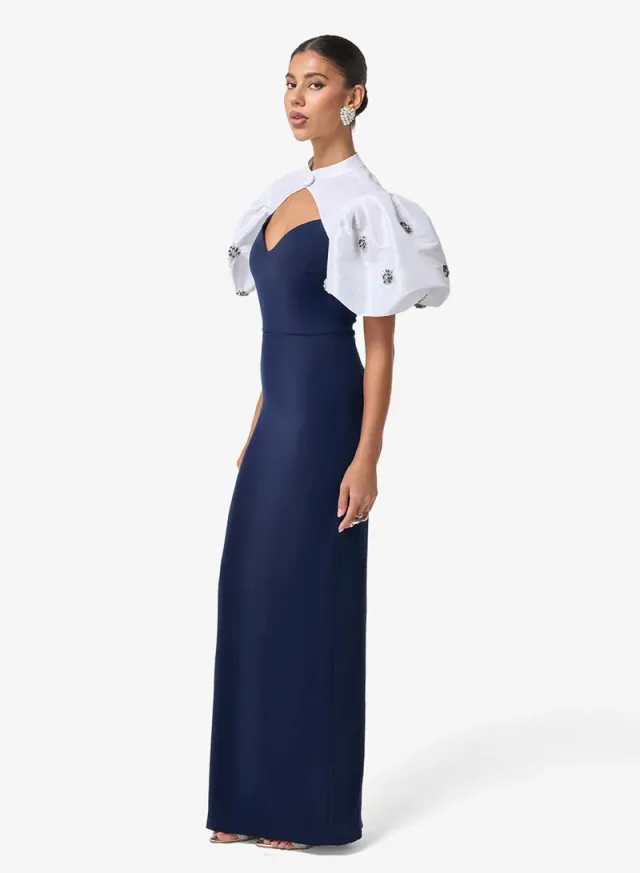 Cape Puff Sleeve Maxi Dress – image 5