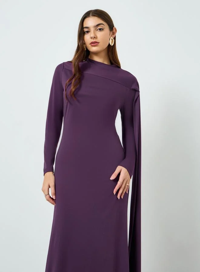 Women's Shoulder Ribbon Maxi Dress Purple