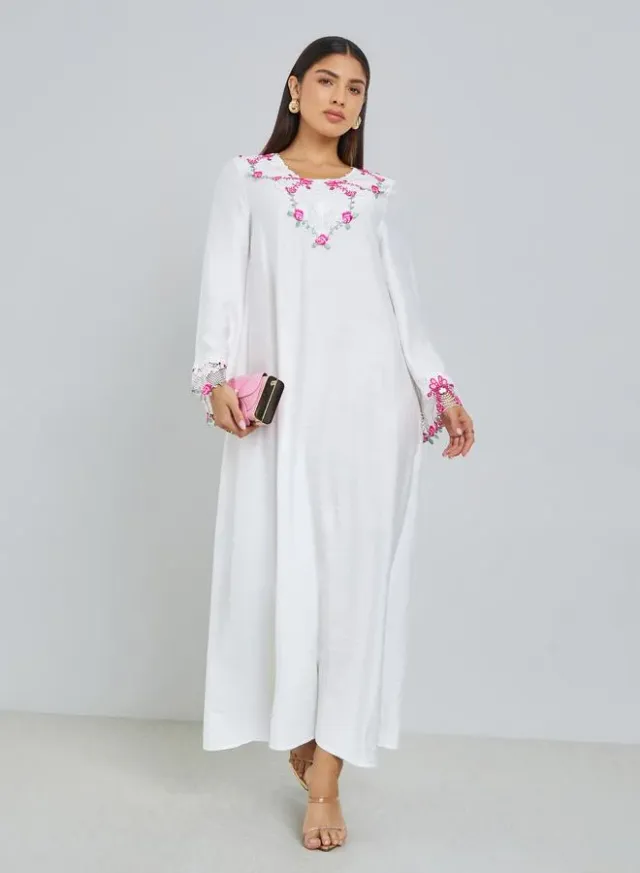 Embroidered Jalabiya White – image 2