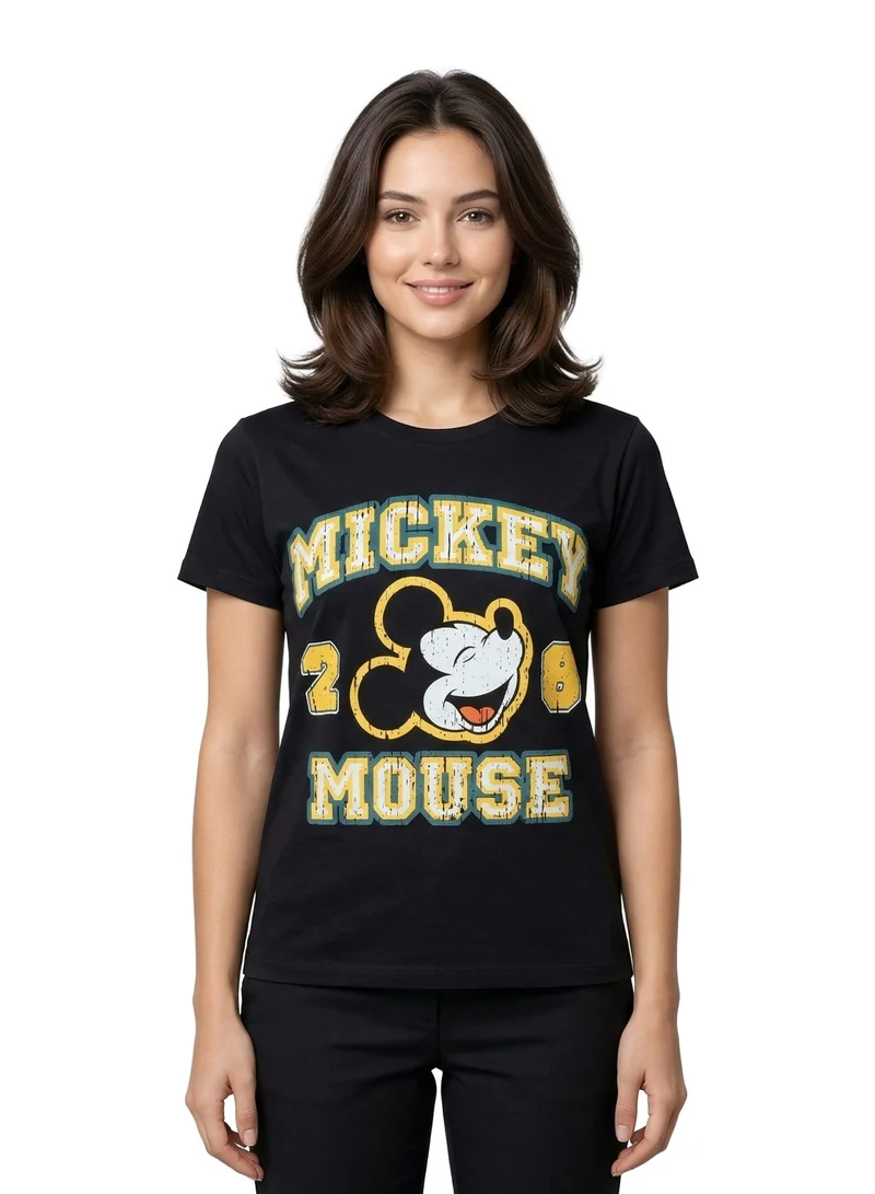 Mickey Women's Varsity Graphic T-Shirt Black