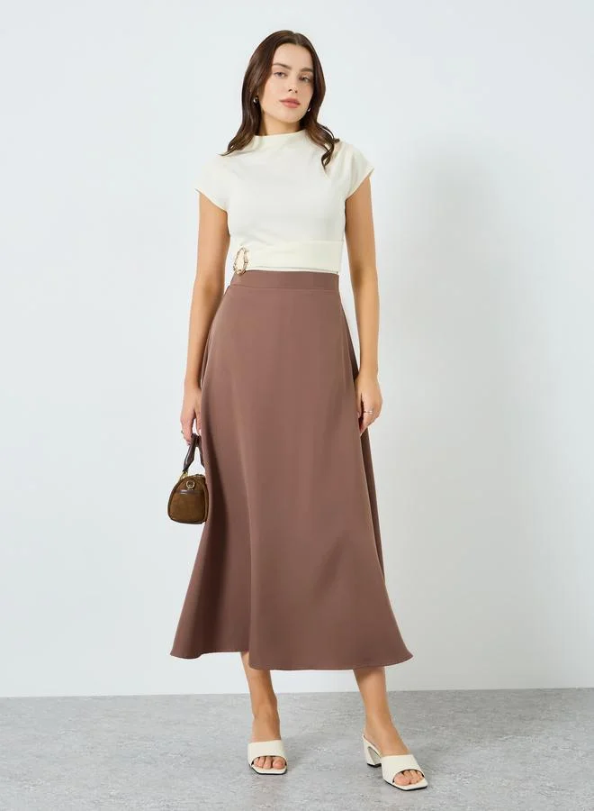 A-Line Maxi Skirt Brown