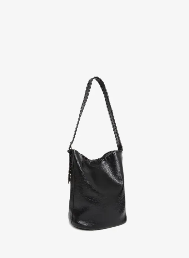 Braided Strap Shoulder Bag with Pouch Black – image 2