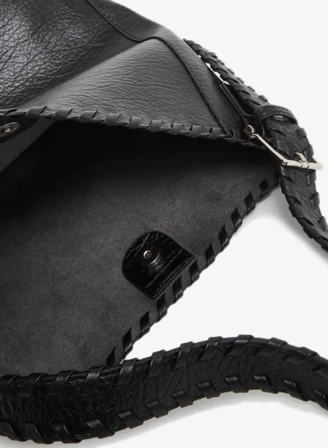 Braided Strap Shoulder Bag with Pouch Black – image 5
