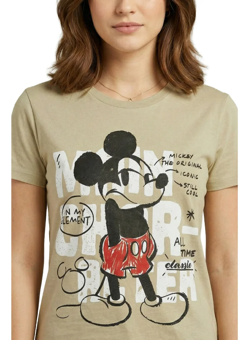 تي شيرت نسائي كلاسيكي برسمة Mickey