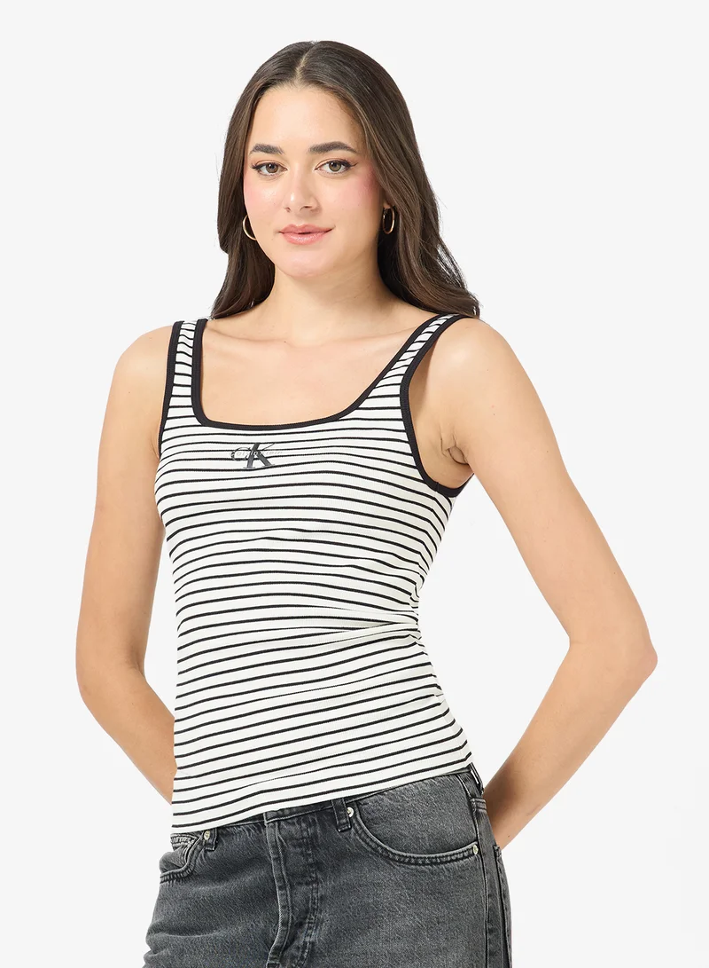 Striped Scoop Neck Rib Tank