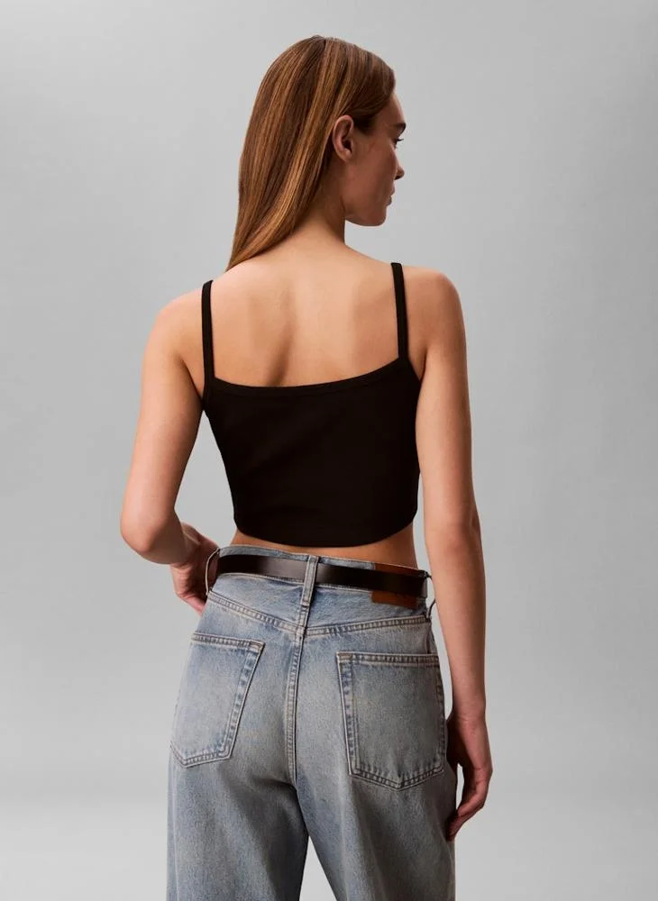 بلوزة قصيرة قطنية مضلعة بنسيج منسوج للأطفال