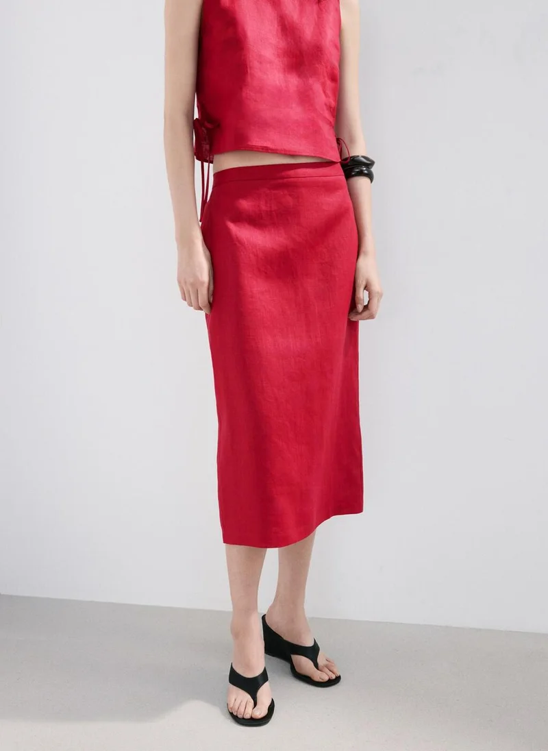 Linen Midi Skirt