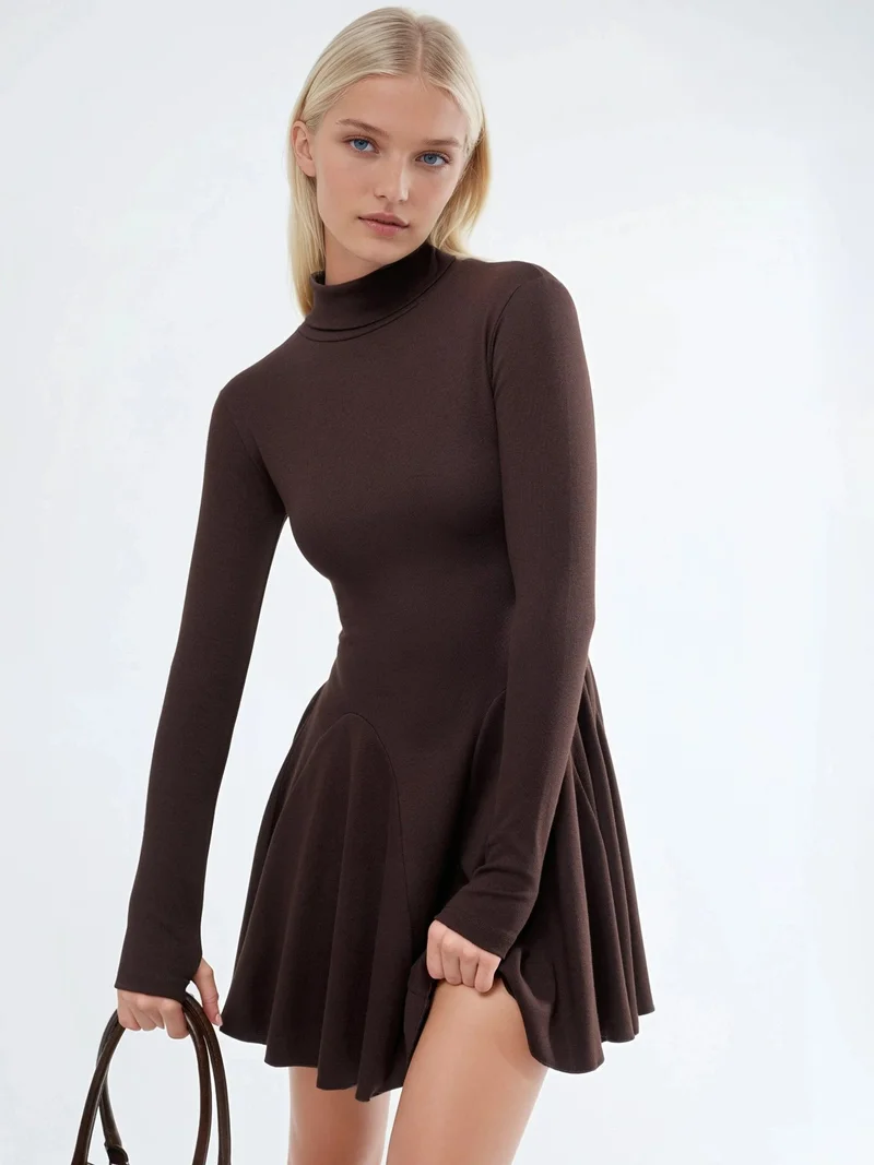 Mini Turtleneck Jersey Dress