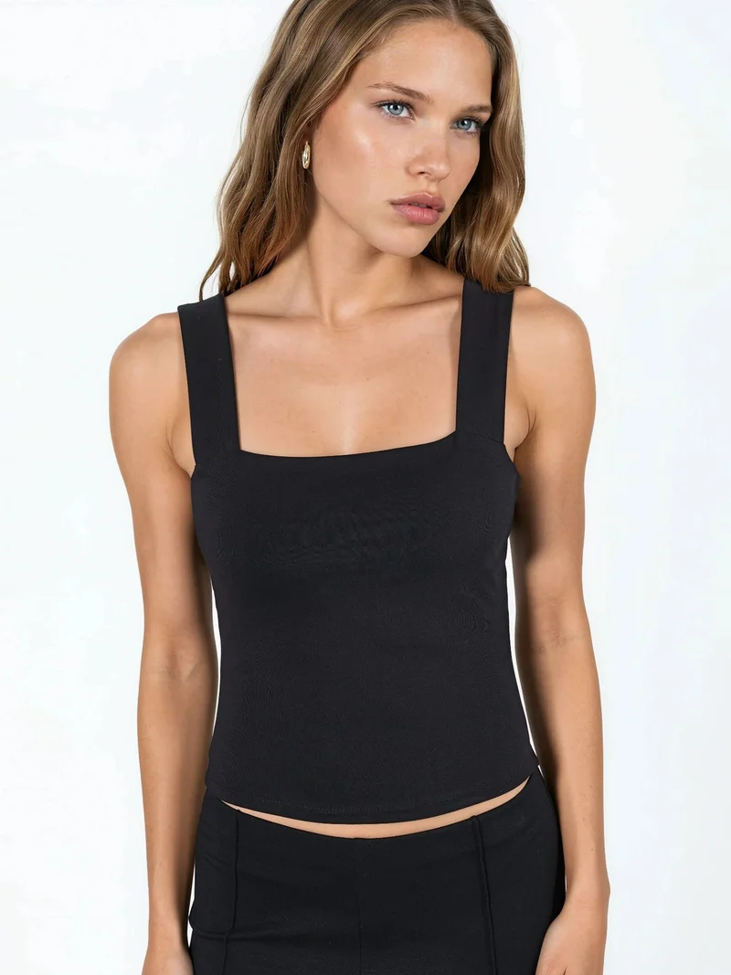 Square Collar Knitted Top