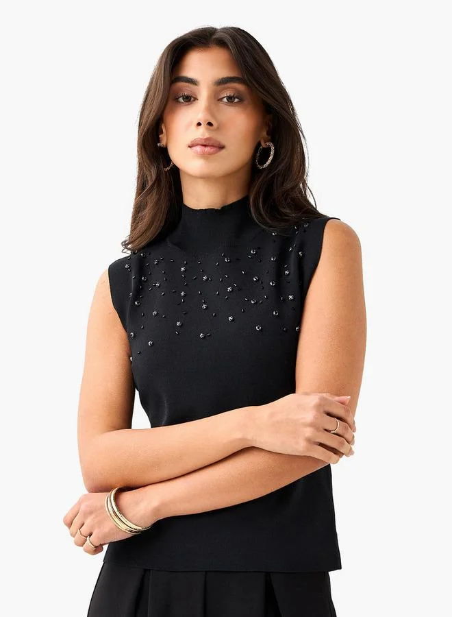Iconic Embellished Sleeveless Top