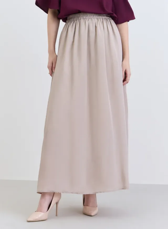 A-Line Maxi Skirt Beige – image 3