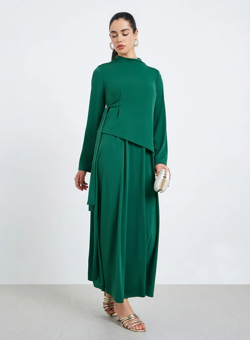 Women Long Sleeve Maxi Dress Emerald Green