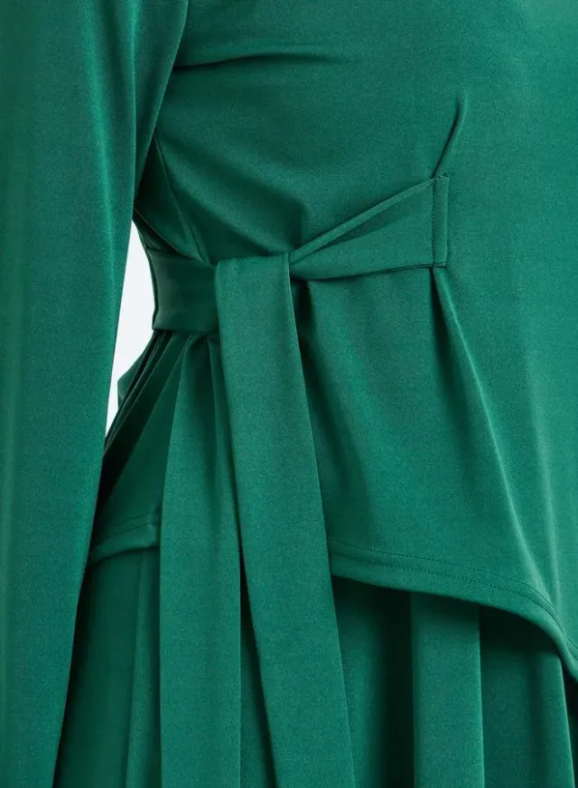 Women Long Sleeve Maxi Dress Emerald Green – image 2