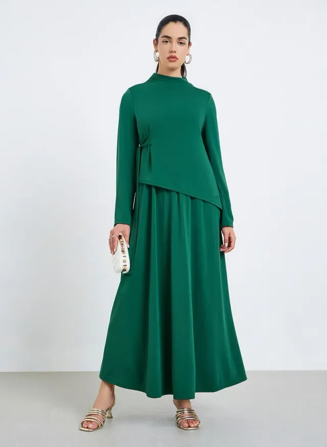Women Long Sleeve Maxi Dress Emerald Green – image 4