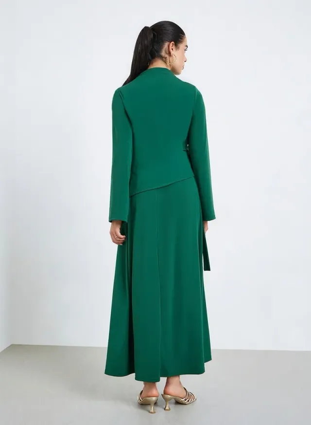 Women Long Sleeve Maxi Dress Emerald Green – image 5