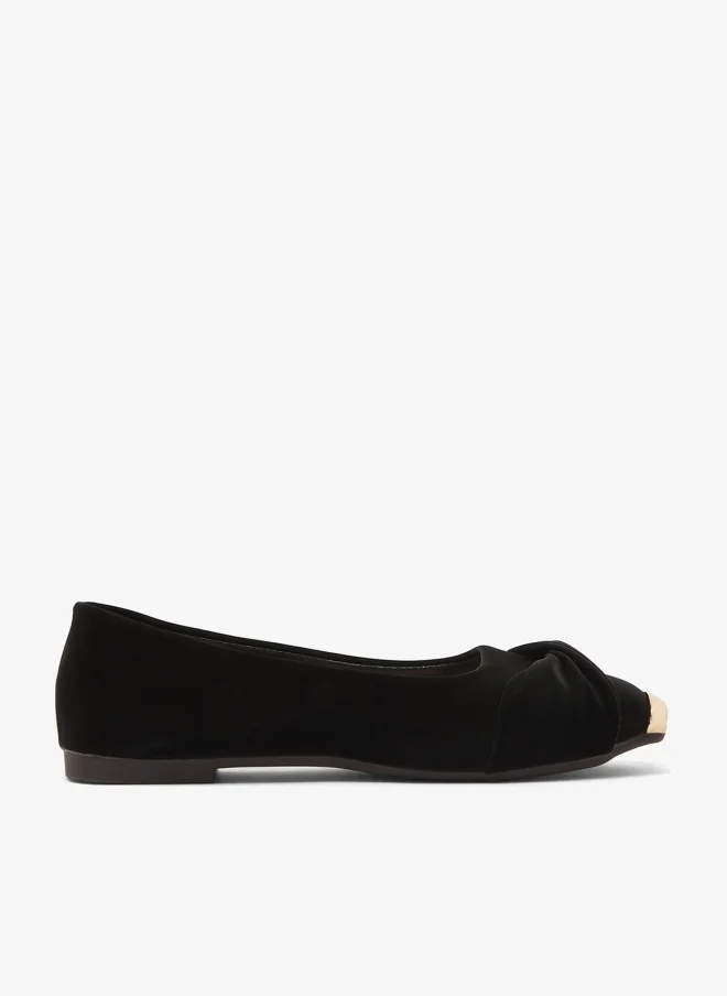 Velvet Ballet Flats Gold Detail