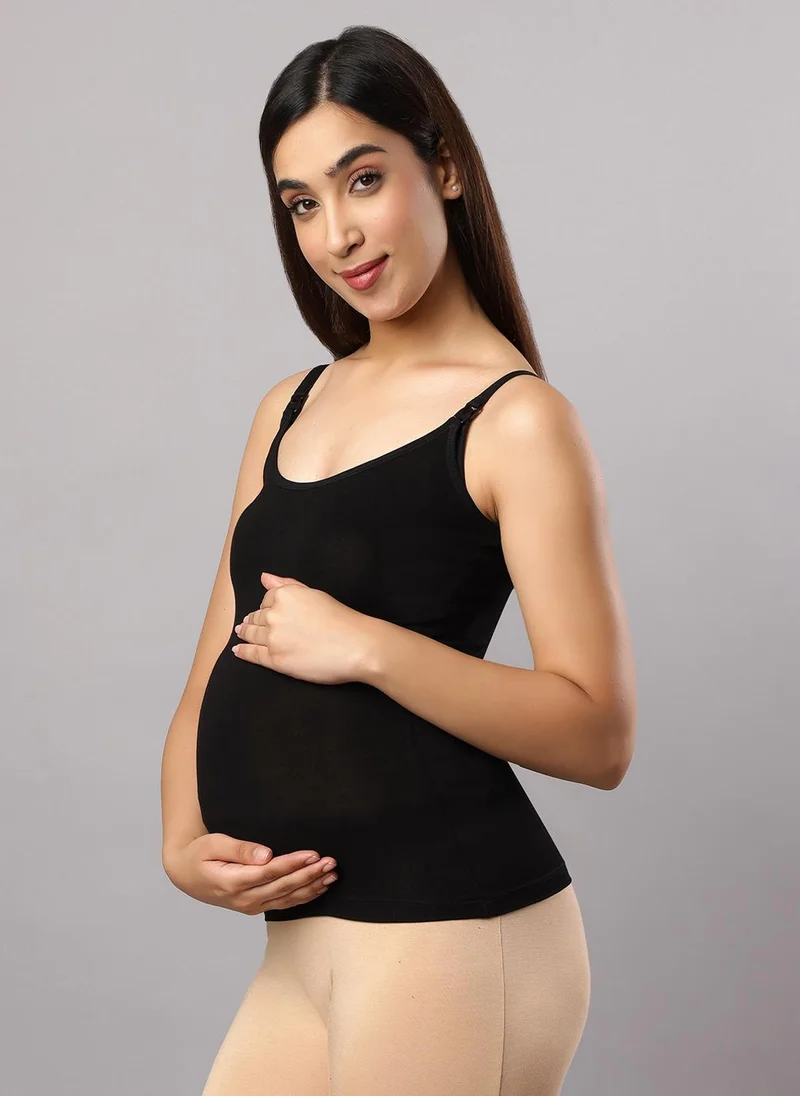 طقم تامي (Tummy) مكون من سترة رضاعة وشورت حمل بخصر عالي - أسود وبيج