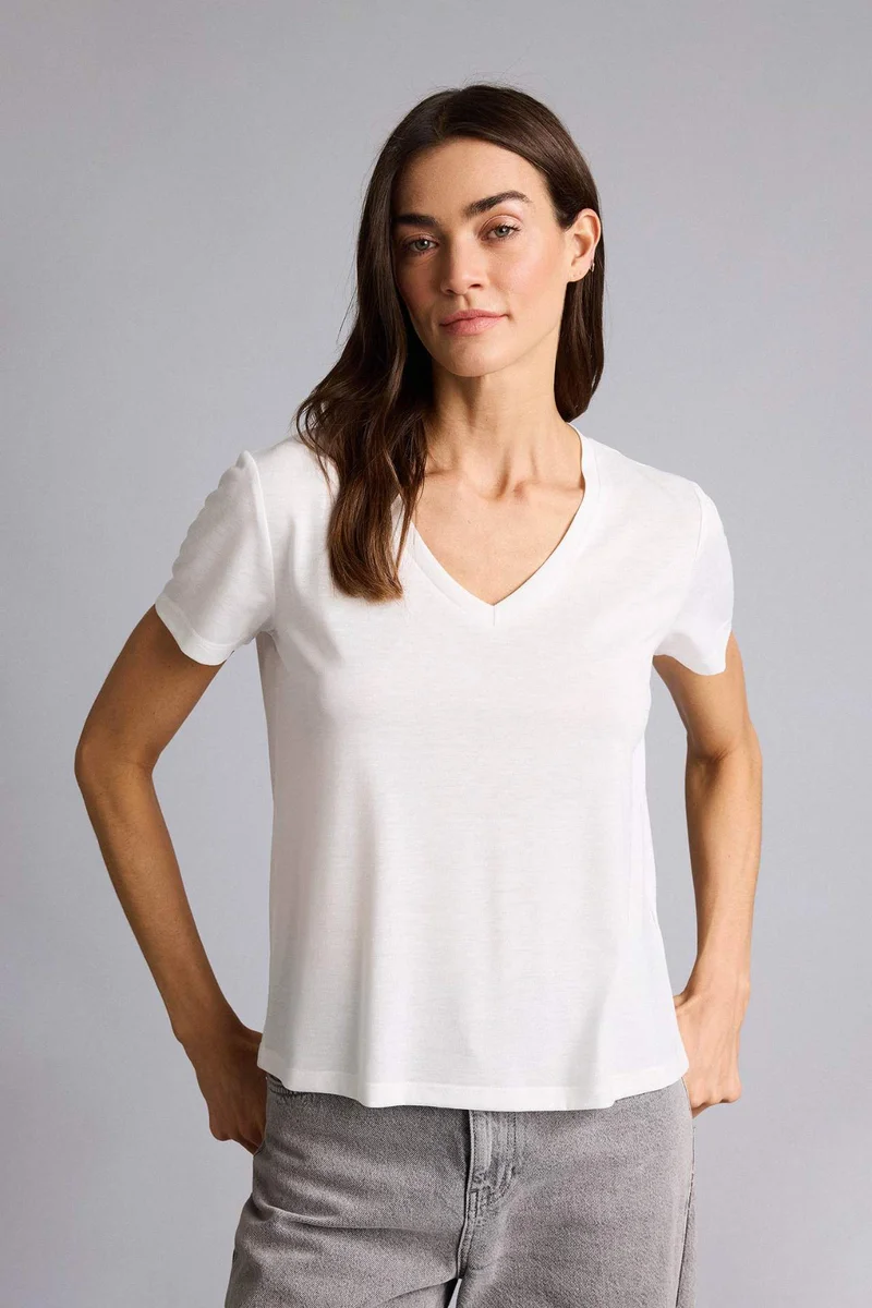 Regular Fit V-Neck Basic Short Sleeve T-Shirt